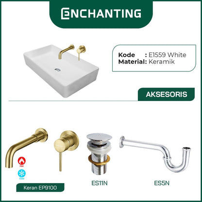 SET Wastafel Cuci Tangan Europe Enchanting E1559 Full Keramik