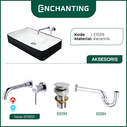 SET Wastafel Cuci Tangan Europe Enchanting E1559 Full Keramik