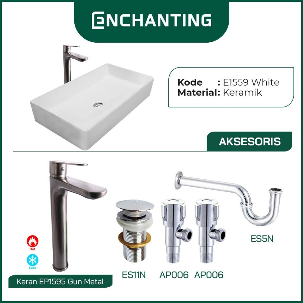SET Wastafel Cuci Tangan Europe Enchanting E1559 Full Keramik