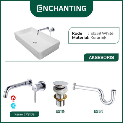 SET Wastafel Cuci Tangan Europe Enchanting E1559 Full Keramik