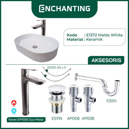 ENCHANTING Wastafel Meja Cuci Tangan Keramik Europe Enchanting E1372