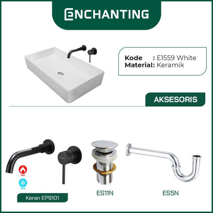 SET Wastafel Cuci Tangan Europe Enchanting E1559 Full Keramik