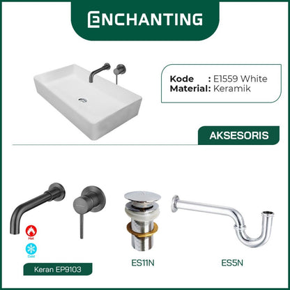 SET Wastafel Cuci Tangan Europe Enchanting E1559 Full Keramik