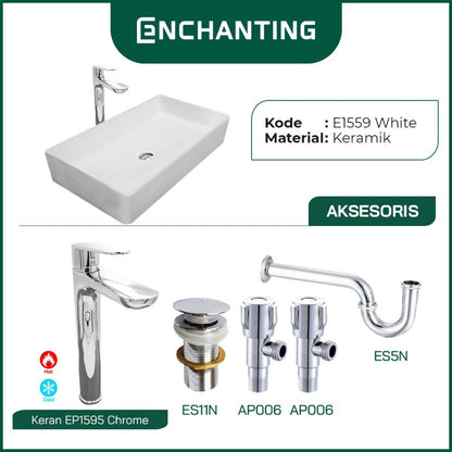 SET Wastafel Cuci Tangan Europe Enchanting E1559 Full Keramik