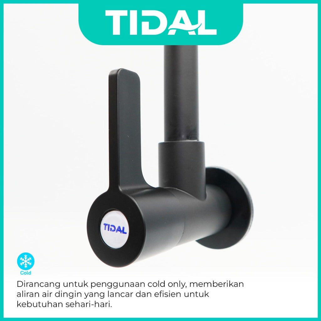 TIDAL Kitchen Faucet / Keran Air Dapur Tembok Angsa Kran Air Dingin Cartridge Kuningan Hitam Black Tidal TD023
