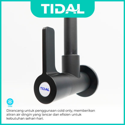 TIDAL Kitchen Faucet / Keran Air Dapur Tembok Angsa Kran Air Dingin Cartridge Kuningan Hitam Black Tidal TD023