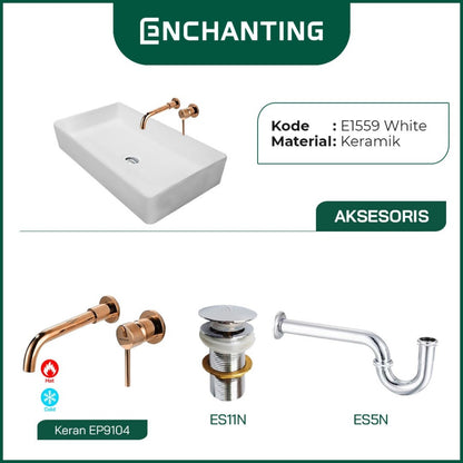 SET Wastafel Cuci Tangan Europe Enchanting E1559 Full Keramik