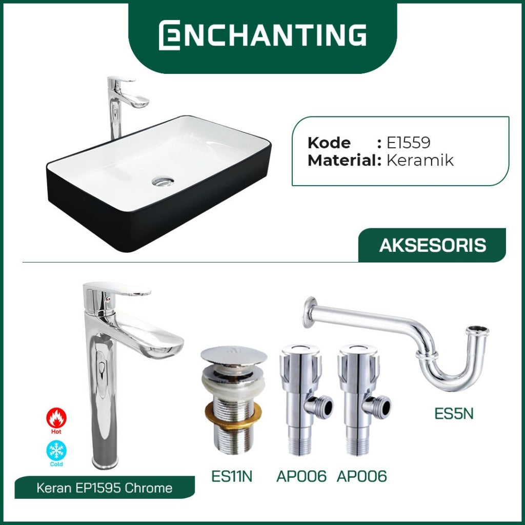 SET Wastafel Cuci Tangan Europe Enchanting E1559 Full Keramik