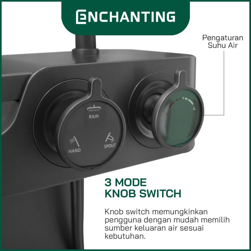 ENCHANTING Shower Set Tiang Mandi Bathroom Kran Panas Dingin Kokoh Modern Minimalis E1772