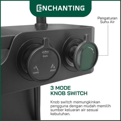 ENCHANTING Shower Set Tiang Mandi Bathroom Kran Panas Dingin Kokoh Modern Minimalis E1772