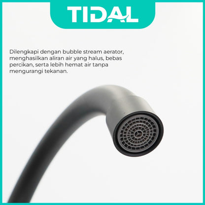 TIDAL Kitchen Faucet / Keran Air Dapur Tembok Angsa Kran Air Dingin Cartridge Kuningan Hitam Black Tidal TD023