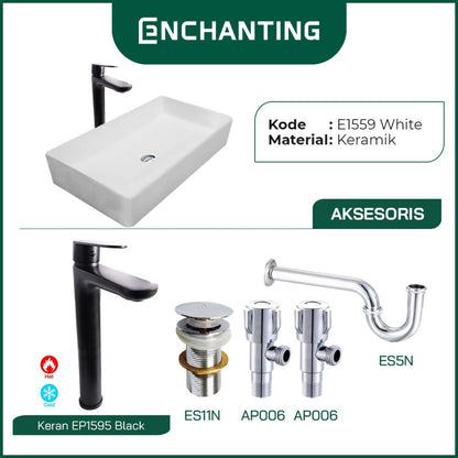 SET Wastafel Cuci Tangan Europe Enchanting E1559 Full Keramik