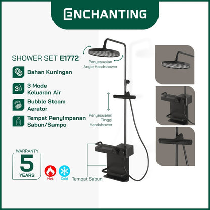 ENCHANTING Shower Set Tiang Mandi Bathroom Kran Panas Dingin Kokoh Modern Minimalis E1772