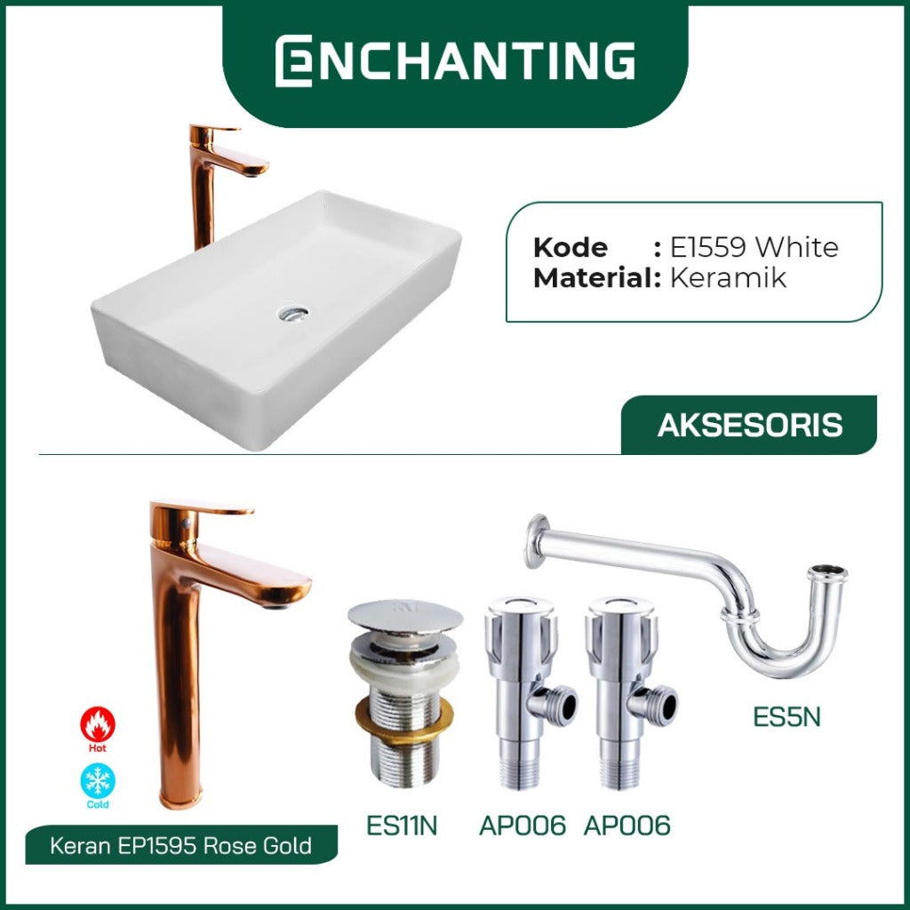 SET Wastafel Cuci Tangan Europe Enchanting E1559 Full Keramik