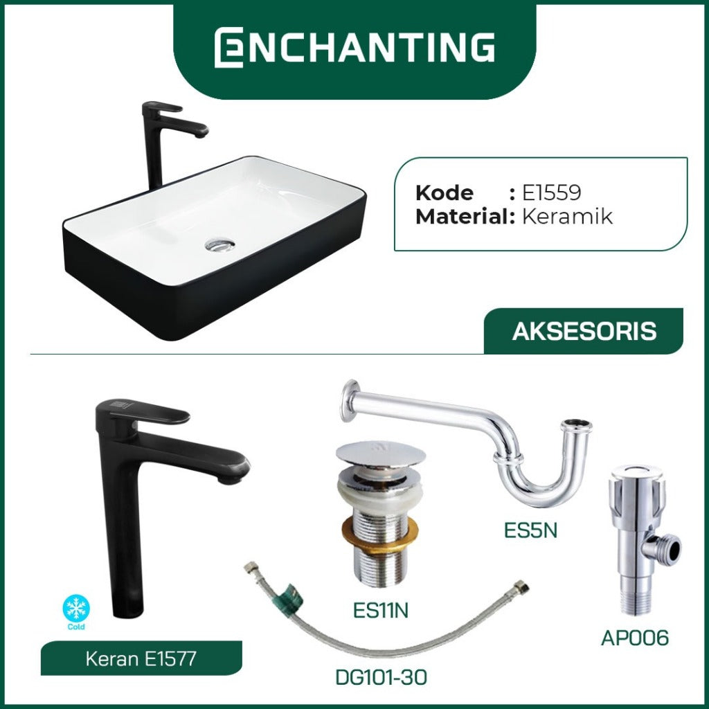SET Wastafel Cuci Tangan Europe Enchanting E1559 Full Keramik