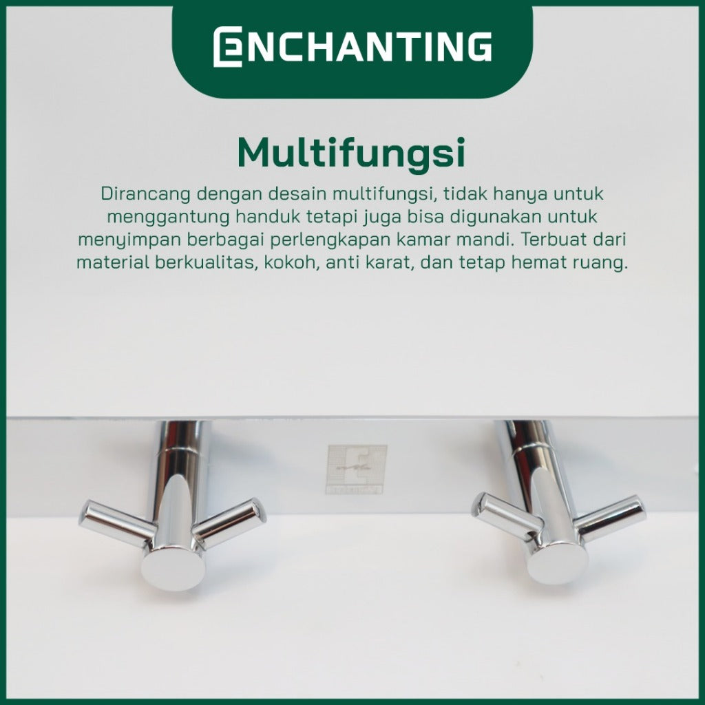 ENCHANTING Gantungan Baju Handuk Kamar Mandi Chrome Robe Hook Stainless Steel 5 Hook Minimalis Tahan Lama Europe Enchanting E162 - 5 Hook