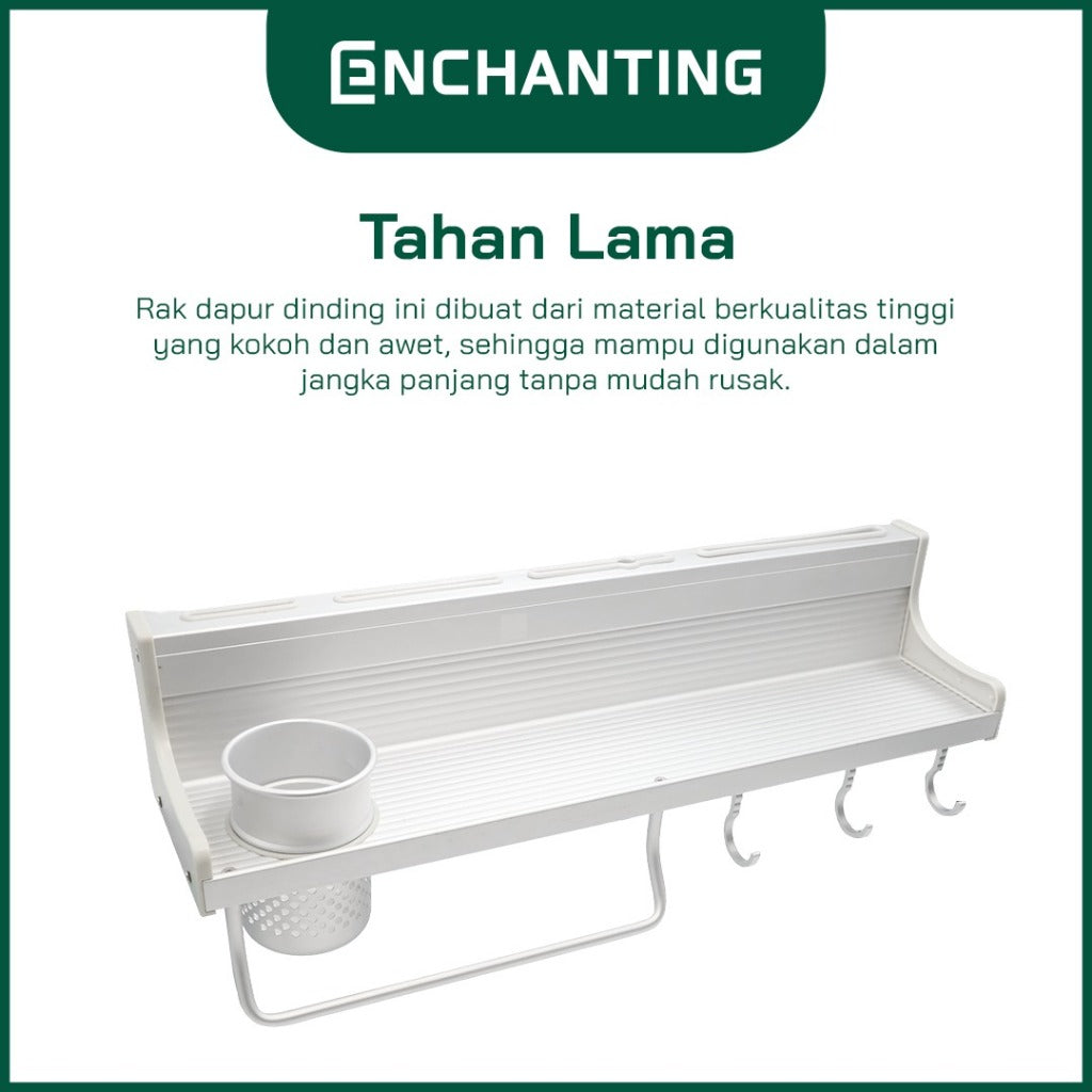 ENCHANTING Rak Dapur Dinding Material Alumunium Minimalis Tebal Kokoh 6 Hook Europe Enchanting EE188