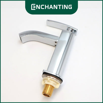 ENCHANTING Keran Air Wastafel Tanam Dingin Chrome Brass Kuningan Kran Air Tinggi E186