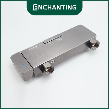 ENCHANTING Shower Brushed Gunmetal Grey Air Panas Dingin Brass Material Mode Air Terjun Piano Button EP1607