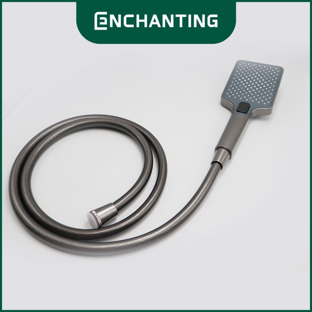 ENCHANTING Shower Brushed Gunmetal Grey Air Panas Dingin Brass Material Mode Air Terjun Piano Button EP1607