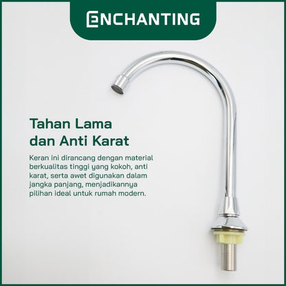 ENCHANTING Keran Air Injak Tanam Dingin Stainless Steel Kran Air Tinggi E669