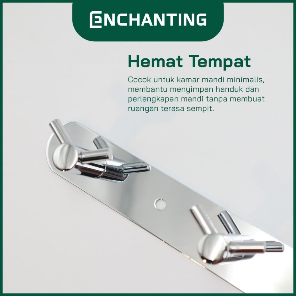 ENCHANTING Gantungan Baju Handuk Kamar Mandi Chrome Robe Hook Stainless Steel 5 Hook Minimalis Tahan Lama Europe Enchanting E162 - 5 Hook