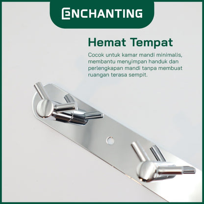 ENCHANTING Gantungan Baju Handuk Kamar Mandi Chrome Robe Hook Stainless Steel 5 Hook Minimalis Tahan Lama Europe Enchanting E162 - 5 Hook