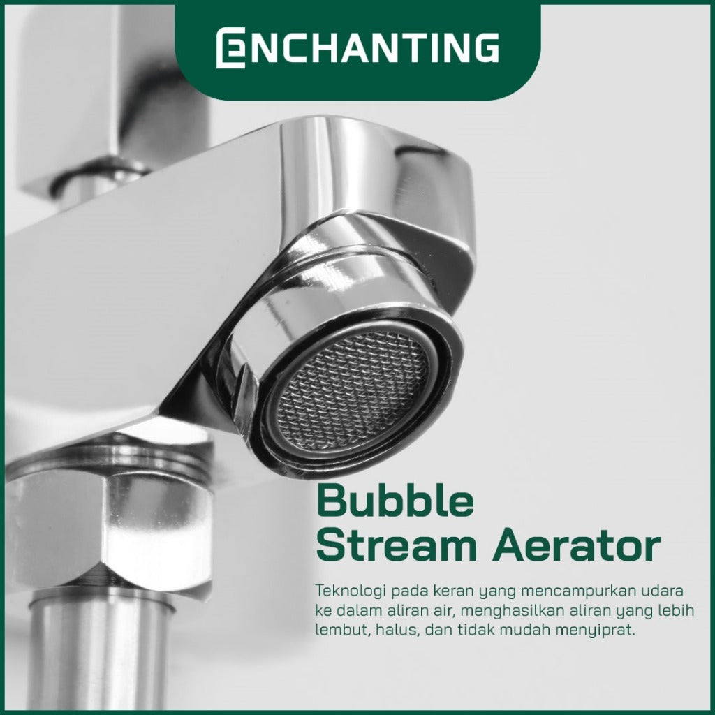 ENCHANTING Kran Shower Mixer / Keran Tembok Air Panas Dingin Brass Material Chrome Plating With  Bubble Stream Aerator Keran Air Tinggi E401