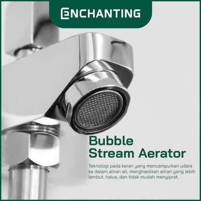 ENCHANTING Kran Shower Mixer / Keran Tembok Air Panas Dingin Brass Material Chrome Plating With  Bubble Stream Aerator Keran Air Tinggi E401