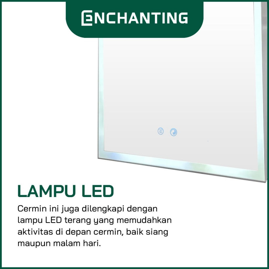 ENCHANTING Bathroom Cabinet/Kabinet Kamar Mandi Gantung PVC Material Waterproof Tahan Rayap Lampu LED Cream Cokelat Hitam BM109 BM110 BM111