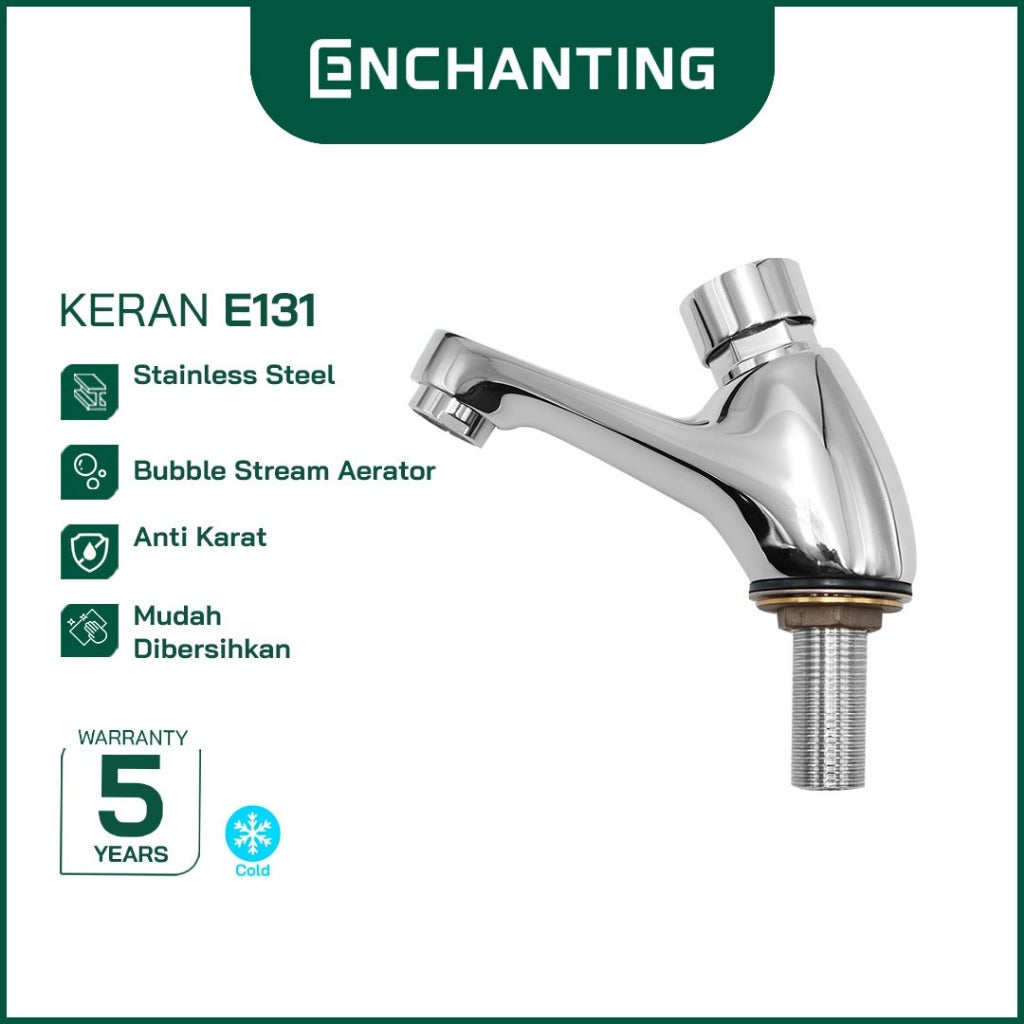 ENCHANTING Kran Kamar Mandi / Kran Tembok Chrome Bergaransi E131