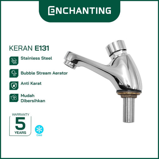 ENCHANTING Kran Kamar Mandi / Kran Tembok Chrome Bergaransi E131