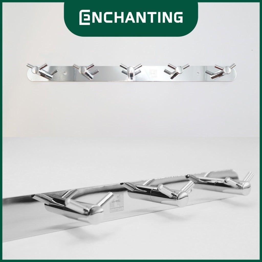ENCHANTING Gantungan Baju Handuk Kamar Mandi Chrome Robe Hook Stainless Steel 5 Hook Minimalis Tahan Lama Europe Enchanting E162 - 5 Hook