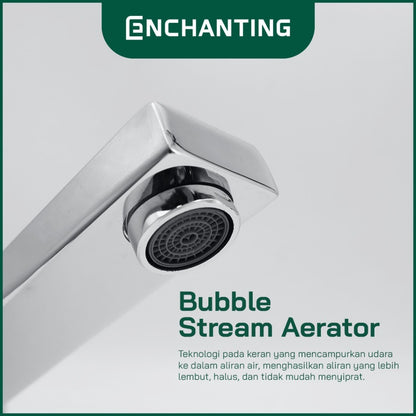 ENCHANTING Mulut Kran Air Tembok Kamar Mandi Chrome Air Panas Dingin Stainless Steel E121S