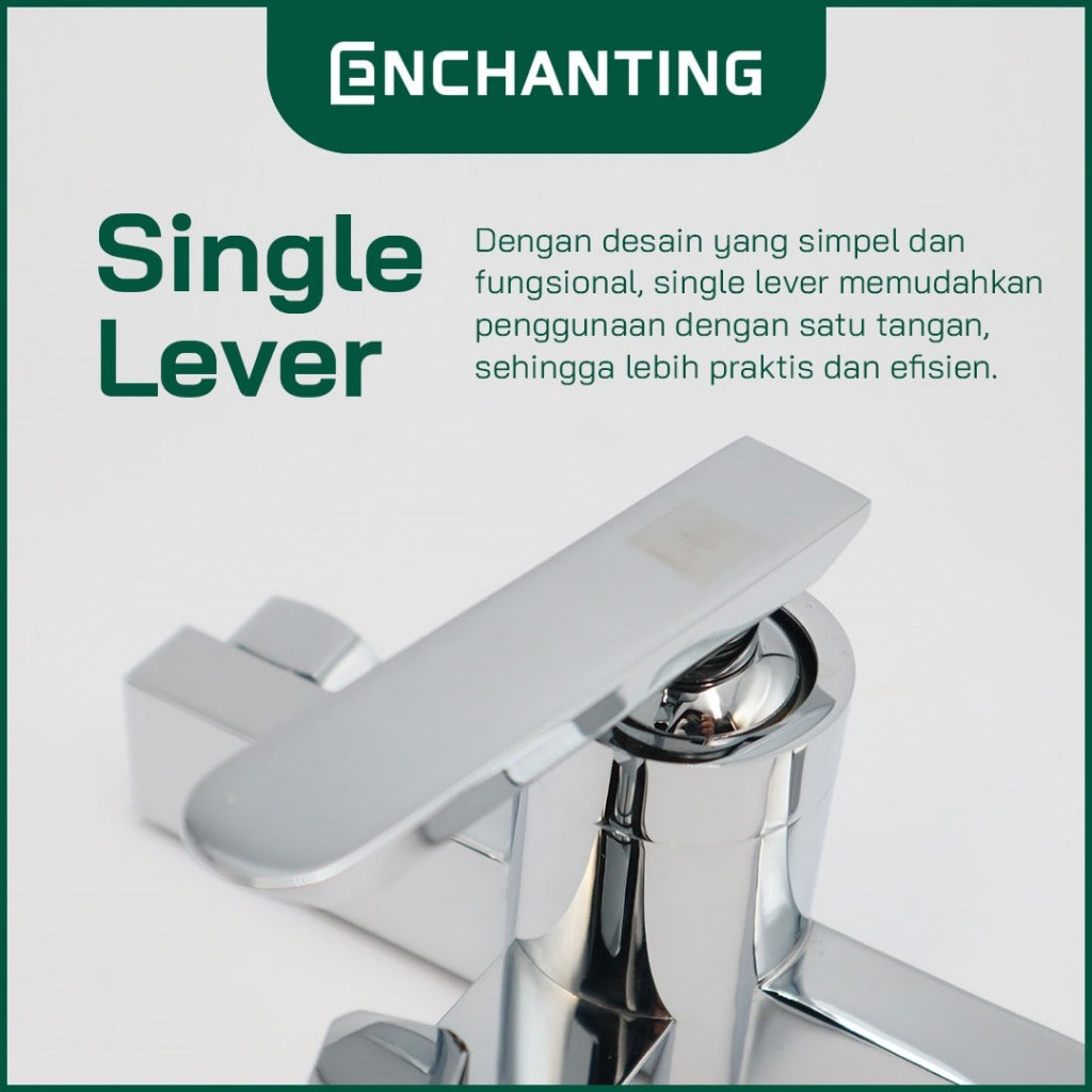ENCHANTING Kran Shower Mixer / Keran Tembok Air Panas Dingin Brass Material Chrome Plating With  Bubble Stream Aerator Keran Air Tinggi E401