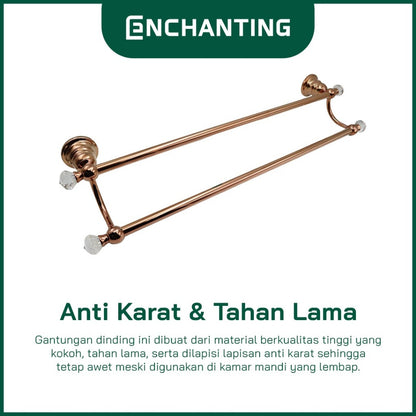ENCHANTING Rak Handuk Material Stainless Steel Tahan Lama Anti Karat Rose Gold Europe Enchanting E1121