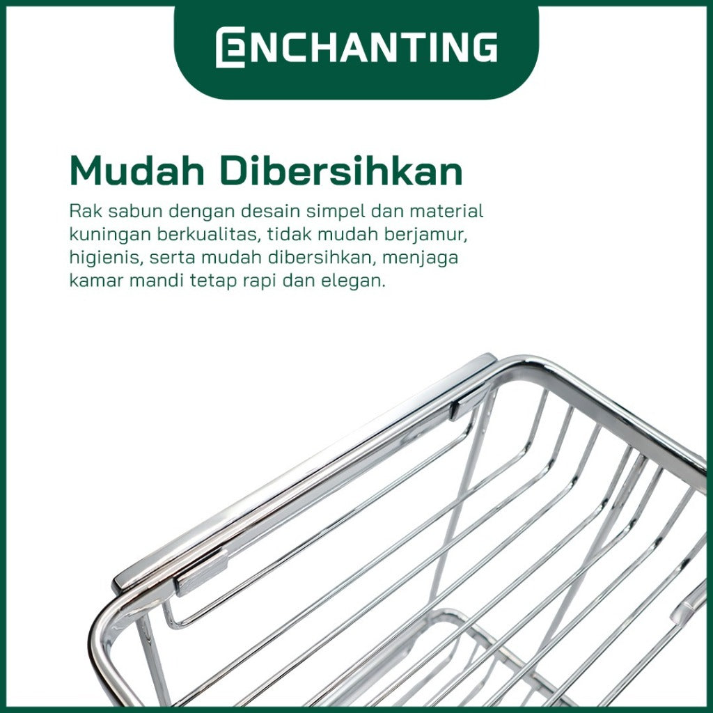 ENCHANTING Rak Sabun Kamar Mandi Material Kuningan Chrome Tebal Kokoh Europe Enchanting E1045