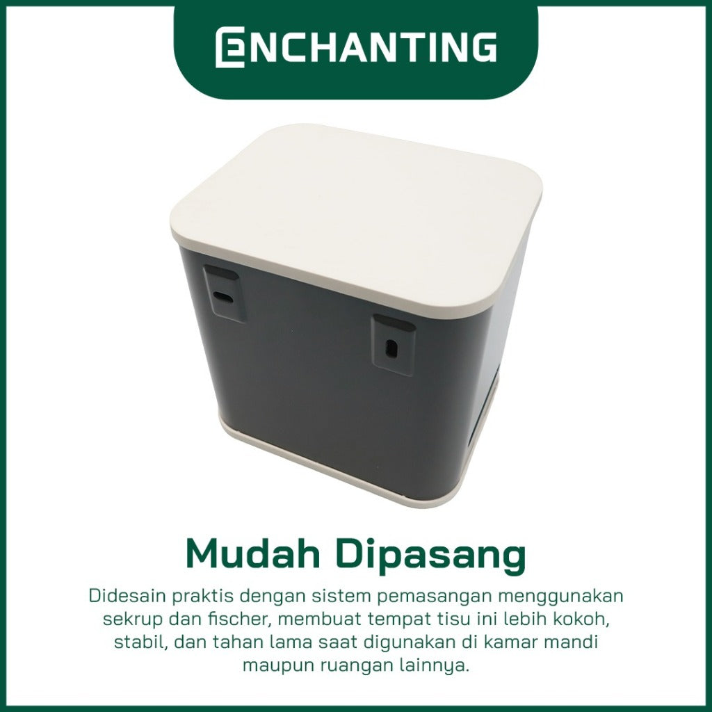 ENCHANTING Tempat Tissue Kamar Mandi Material ABS Minimalis Tebal Kokoh Europe Enchanting E260