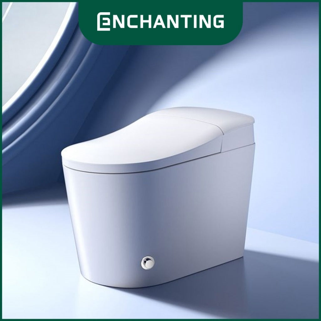ENCHANTING Smart Toilet/Kloset Tanpa Listrik Duduk Pintar Soft Close Cover Jarak AS 30 cm Automatic White Bergaransi E019