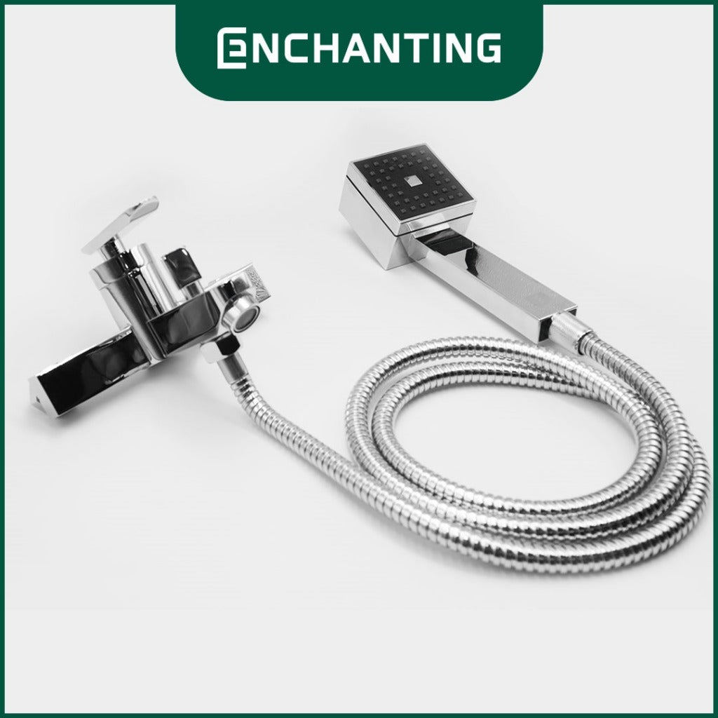 ENCHANTING Kran Shower Mixer / Keran Tembok Air Panas Dingin Brass Material Chrome Plating With  Bubble Stream Aerator Keran Air Tinggi E401