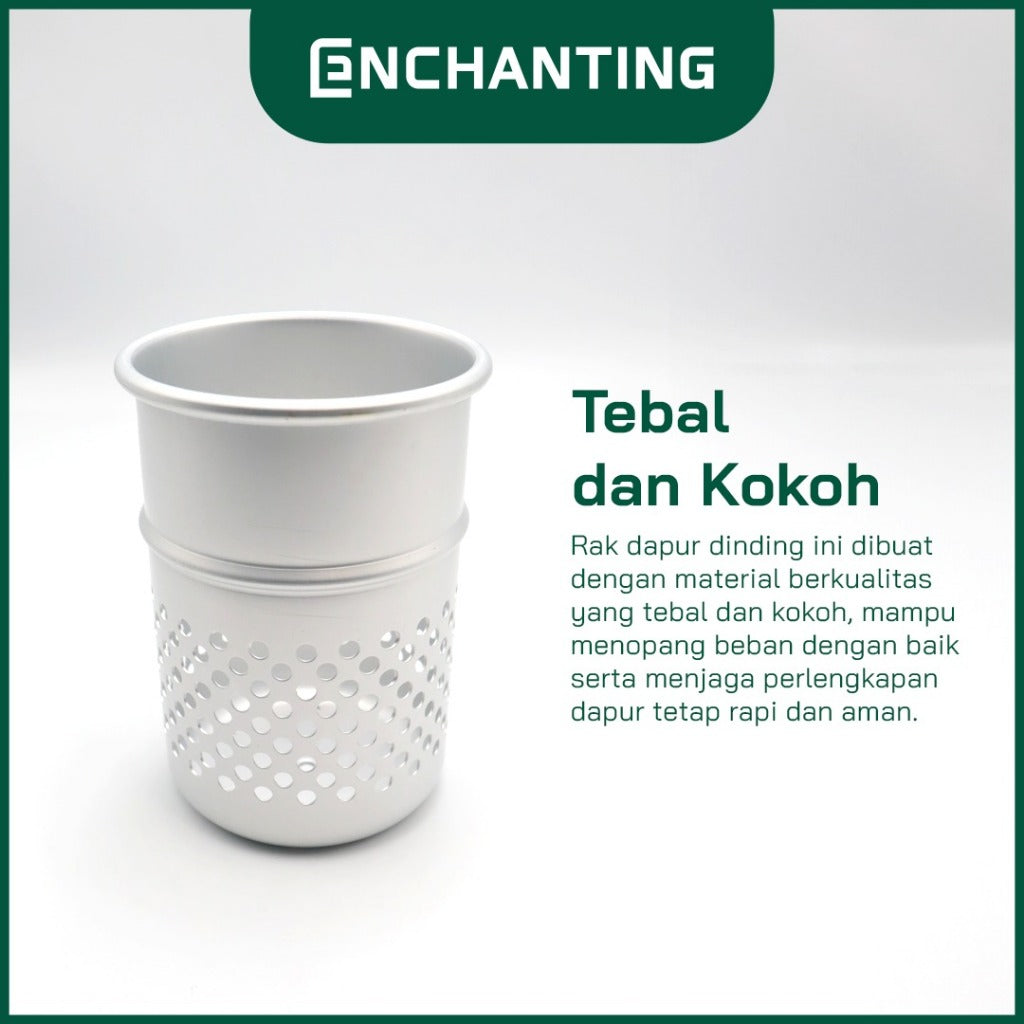 ENCHANTING Rak Dapur Dinding Material Alumunium Minimalis Tebal Kokoh 6 Hook Europe Enchanting EE188
