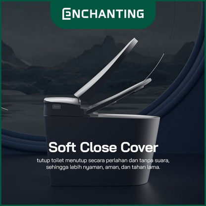 ENCHANTING Smart Toilet/Kloset Tanpa Listrik Duduk Pintar Soft Close Cover Jarak AS 30 cm Automatic White Bergaransi E019