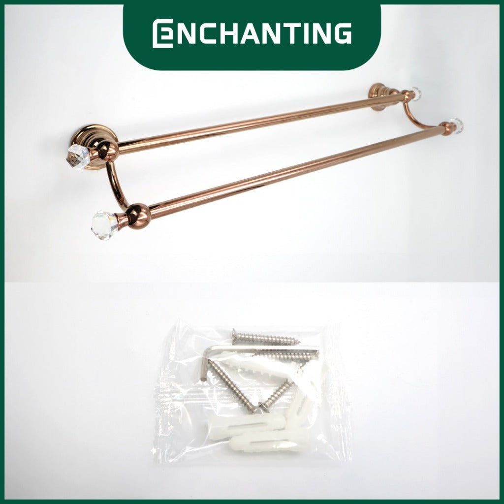 ENCHANTING Rak Handuk Material Stainless Steel Tahan Lama Anti Karat Rose Gold Europe Enchanting E1121