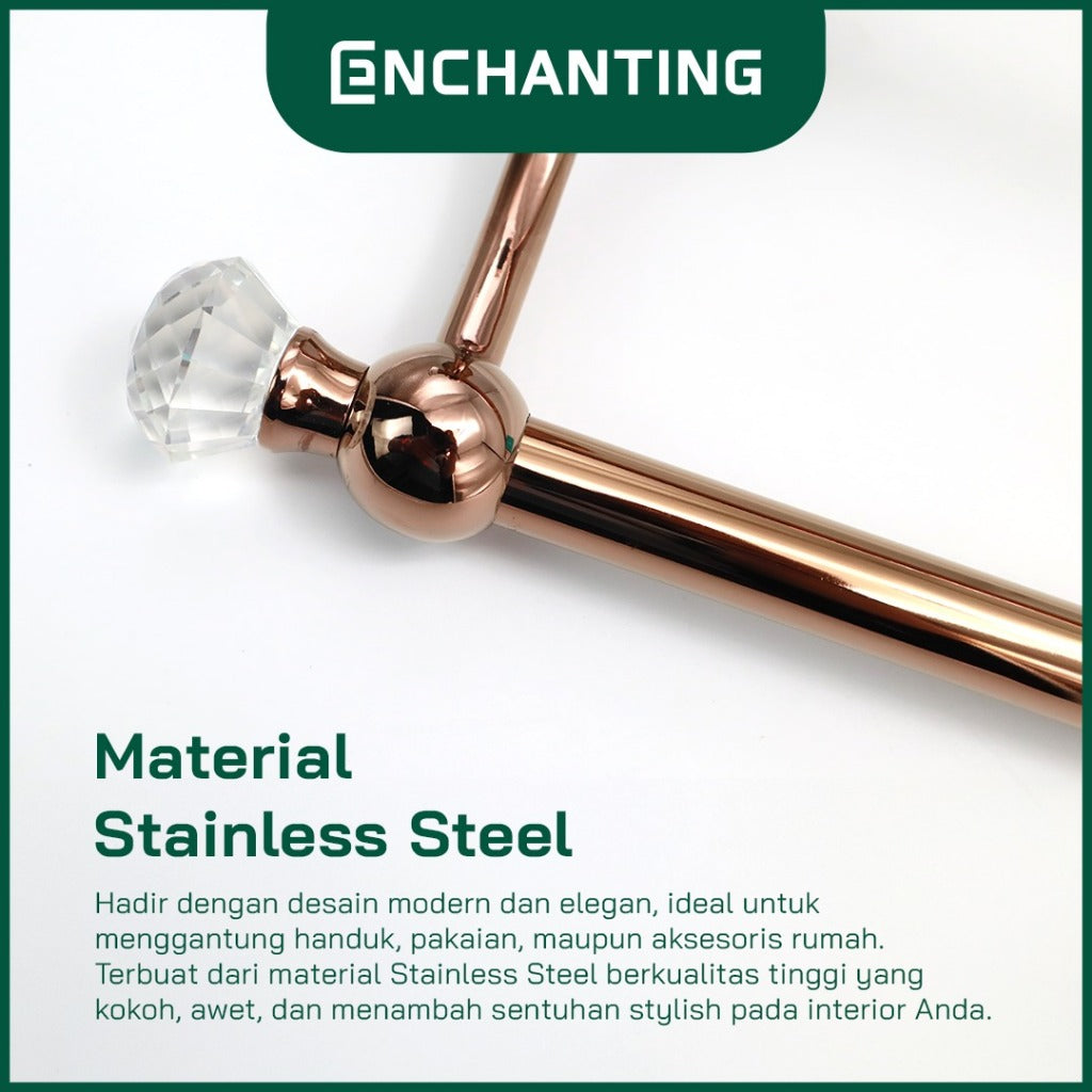 ENCHANTING Rak Handuk Material Stainless Steel Tahan Lama Anti Karat Rose Gold Europe Enchanting E1121