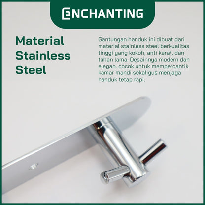 ENCHANTING Gantungan Baju Handuk Kamar Mandi Chrome Robe Hook Stainless Steel 5 Hook Minimalis Tahan Lama Europe Enchanting E162 - 5 Hook