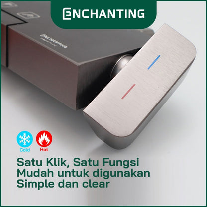 ENCHANTING Shower Brushed Gunmetal Grey Air Panas Dingin Brass Material Mode Air Terjun Piano Button EP1607