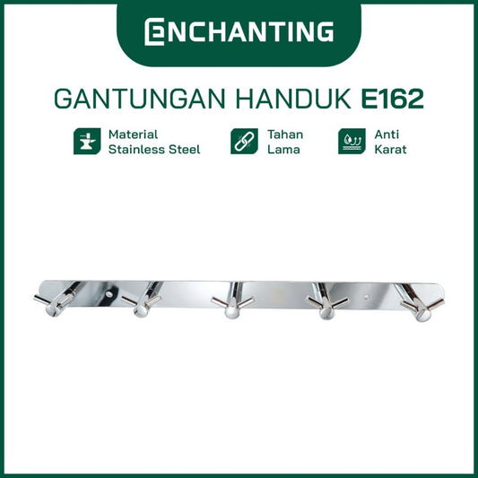 ENCHANTING Gantungan Baju Handuk Kamar Mandi Chrome Robe Hook Stainless Steel 5 Hook Minimalis Tahan Lama Europe Enchanting E162 - 5 Hook
