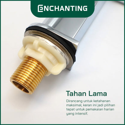 ENCHANTING Keran Air Wastafel Tanam Dingin Chrome Brass Kuningan Kran Air Tinggi E186