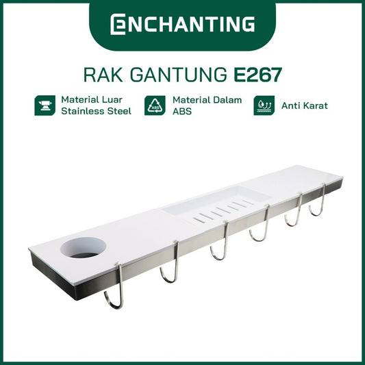 ENCHANTING Rak Gantung Dinding Material ABS Minimalis Tebal Kokoh Anti Karat 6 Hook Europe Enchanting E267