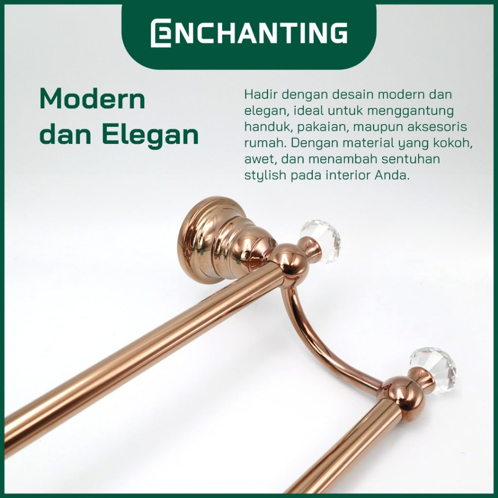 ENCHANTING Rak Handuk Material Stainless Steel Tahan Lama Anti Karat Rose Gold Europe Enchanting E1121